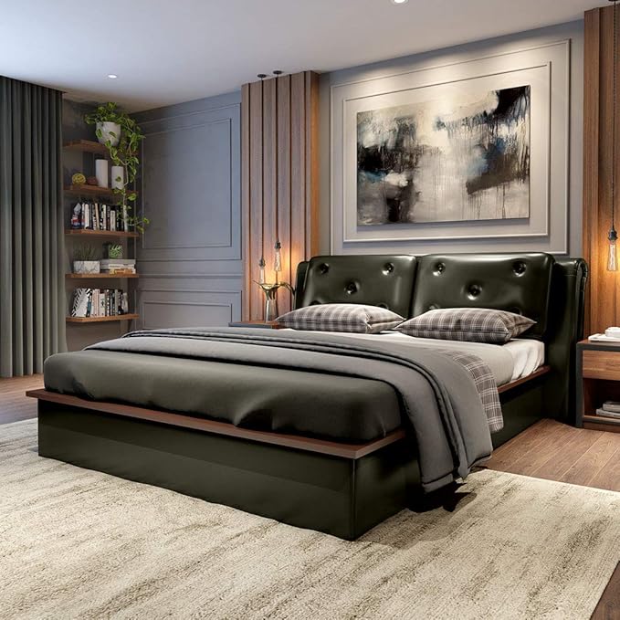 Durian Cambert Solid Wood Hydraulic King Bed with Mattress (Green