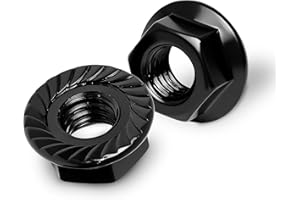 Mywish M6 Serrated Flange Hex Nuts, 50-Pack Grade 10.9 Carbon Steel, Hex Drive M6-1.0 Hardware Nuts, Black Oxided
