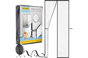AUGO Thermal Door Curtain - EVA Thermal Door Cover for Winter - Magnetic Thermal Insulated Door Curtain for Winter - Winter Door Insulation- Keeps Warm Air In & Cold Air Out- Home Winterizing Products