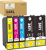 JoyPrinting 34XL T3471 T3474 Ink Cartridges for Epson WF-3720 WF-3725 5-Pack view 1