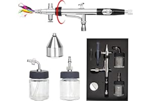 Casubaris Airbrush Pen with Rotatable Air Brush Head,Gravity and Both Side Siphon Feeding is Available,Dual Action Airbrush kit Match with Most Types Airbrush compressors Cost-Effective for Airbrush