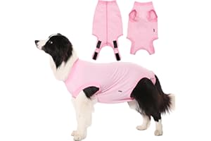 Sychien Dog Recovery Suit Pink Female Spay Surgical Large Shirt, Male Surgery Recovery Suit,Pink-White Striped XL