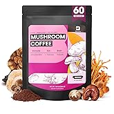 B BEWORTHS Mushrooms Coffee |10 Mushroom with Ashwagandha, Prebiotics, L-theanine, Lion's Mane, Reishi, Chaga, Turkey Tail, Arabica Instant Coffee Support Immune, Brain Focus, Gut Health | 60 Servings