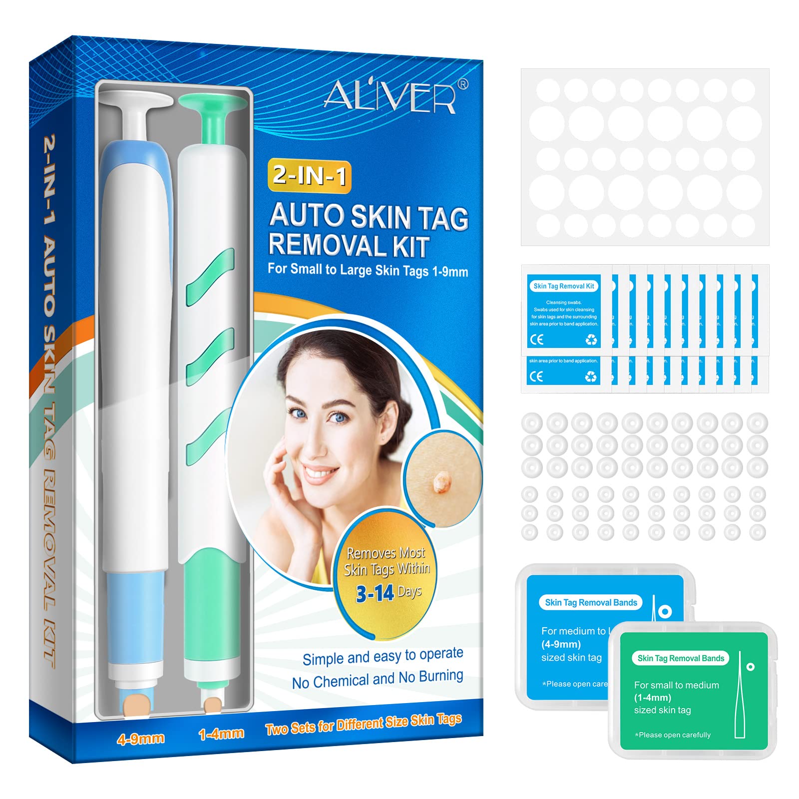 Skin Tag Removal-2in1 New Upgrade-Auto Skin Tag Removal Kit,for Small to Large Skin Tags(1-9mm)-Removes Most Skin Tags Within 3-14 Days