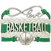 Infinity Collection - Adjustable Basketball & Infinity Charm Bracelet (Green & White) - Gift for Coach, Team and Players - Fits Small to Large Wrists