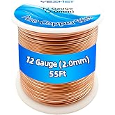 99.9% Solid Bare Copper Wire(12 Gauge, 2.05MM), Dead Soft, 1 Pound Spool Pure Copper Wire for Crafts, Electroculture Gardening, Jewelry Making