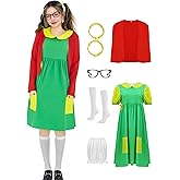 Poboola La Chilindrina Dress Costume for Women Movie Chilindrina Cosplay Halloween Outfit Adult Red Knit with Accessories