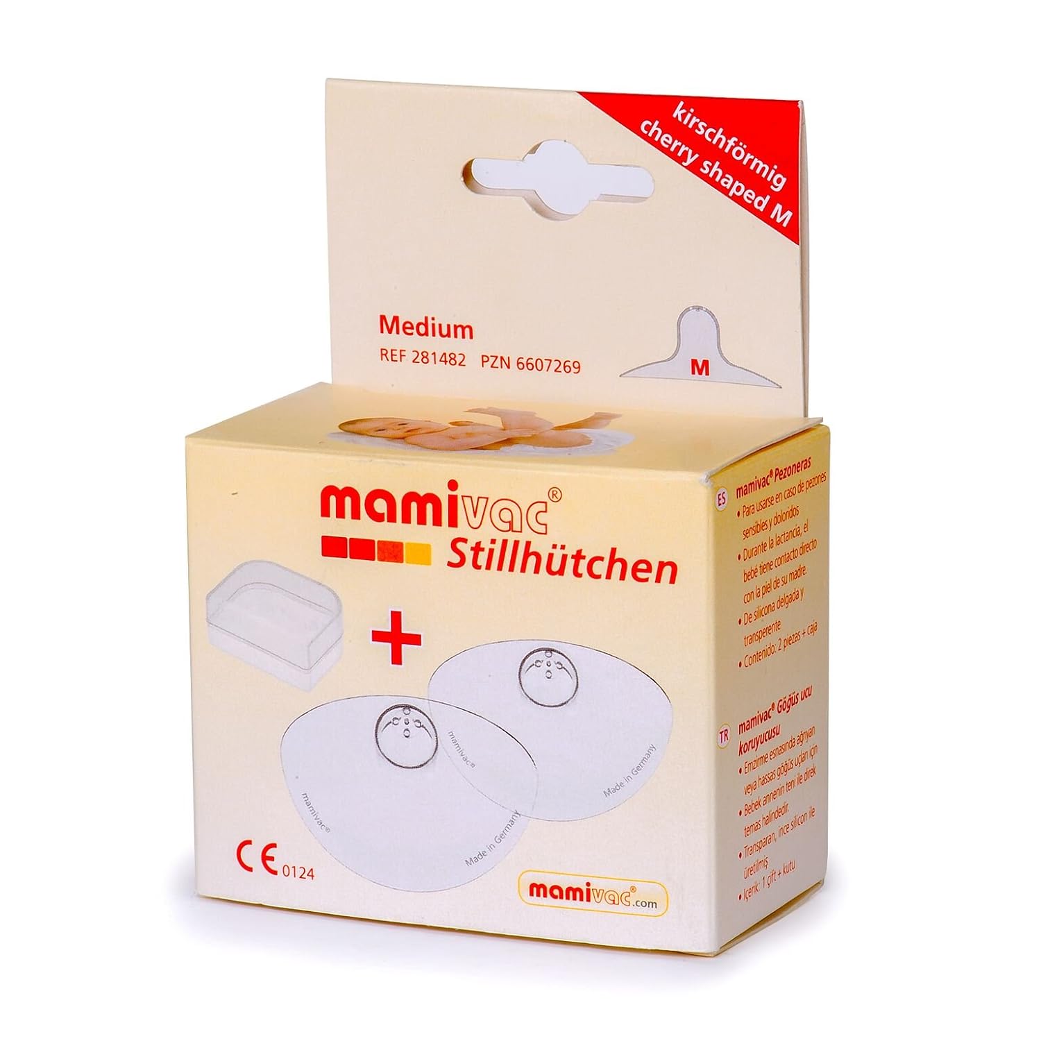 Mamivac Nipple Shield - Cherry Shaped - 2 Count with Carrying Case - Medium / 22mm