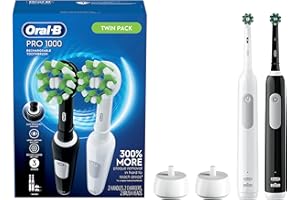 Oral-B Pro 1000 CrossAction Electric Toothbrush, Black and White, 2 Count
