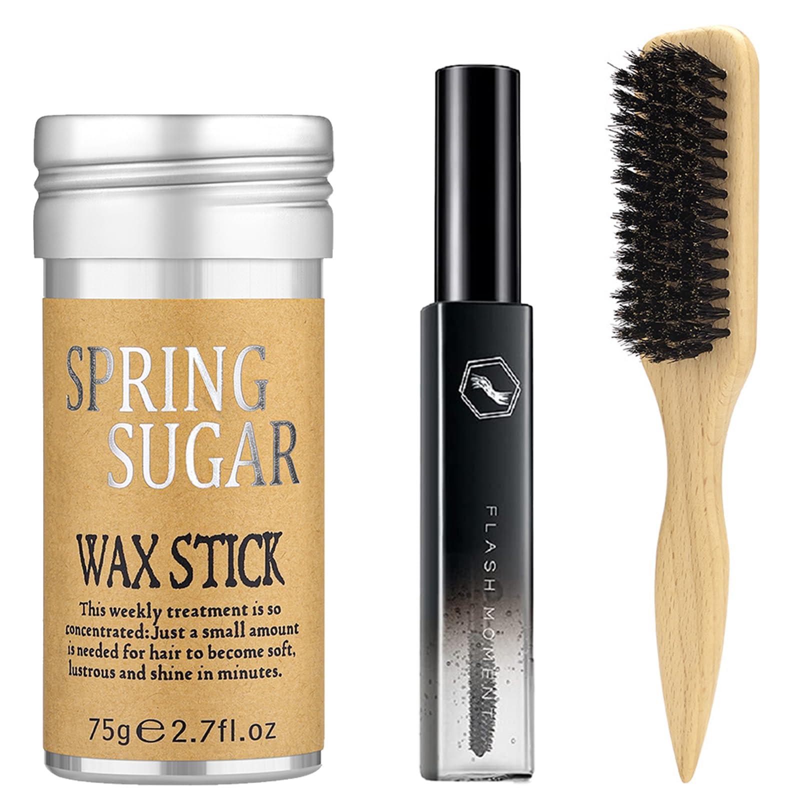 Photo 1 of Hair Wax Stick Set for Flyaways Slick Back – Includes Wax Stick for Hair, Slick Back Hair Brush, Hair Finishing Stick – Hair Styling Products for Women, Taming Frizz & Creating Sleek Styles