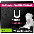 U by Kotex Balance Ultra Thin Pads with Wings, Heavy Absorbency, 96 Count (6 packs of 16) (Packaging May Vary)