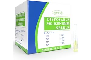 Meterbox 100 Pack 30 Ga 5/16 inch Disposable Needles with Caps for Scientific and Industrial Dispensing Individually Wrapped