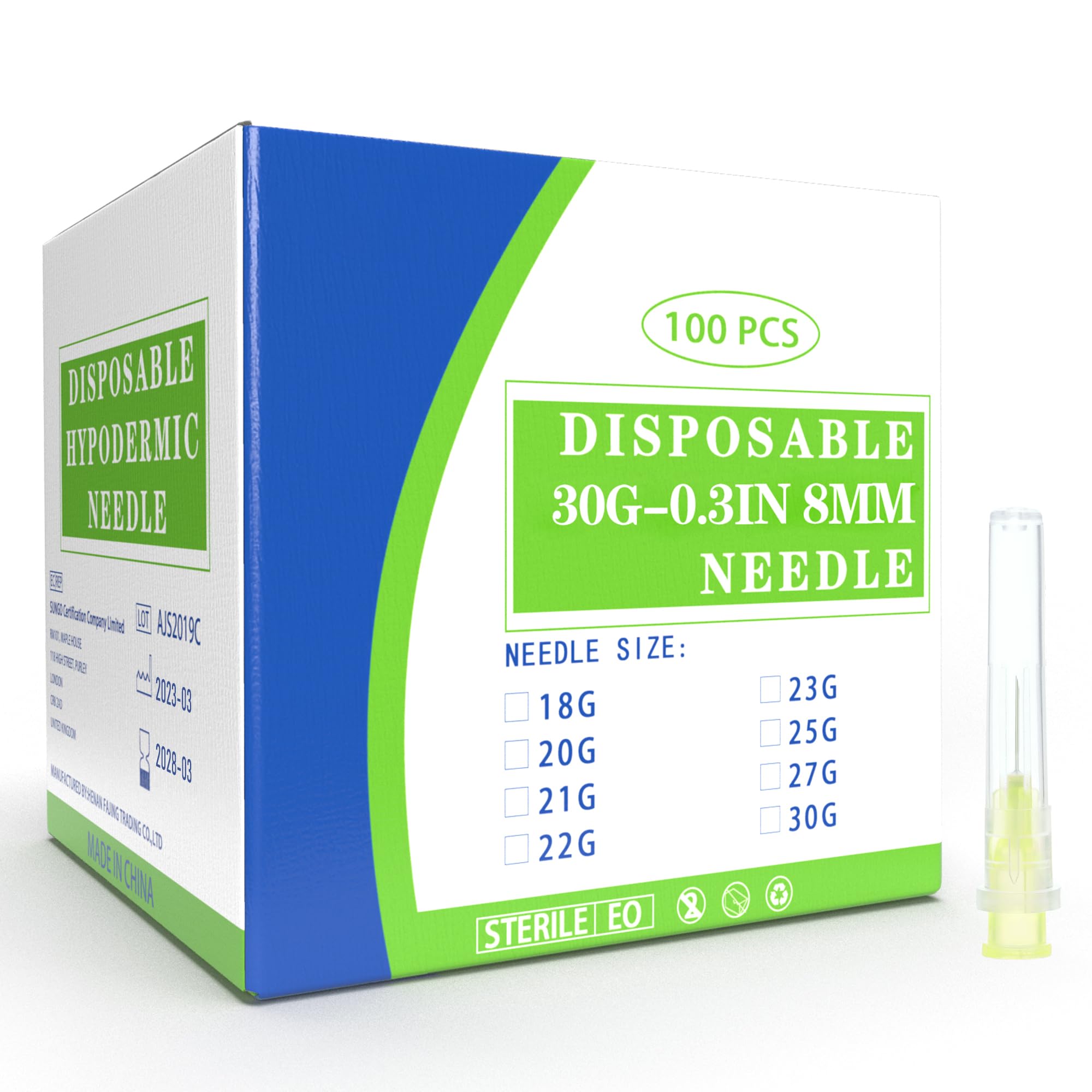 Photo 1 of Meterbox 100 Pack 30 Ga 5/16 inch Disposable Needles with Caps for Scientific and Industrial Dispensing Individually Wrapped