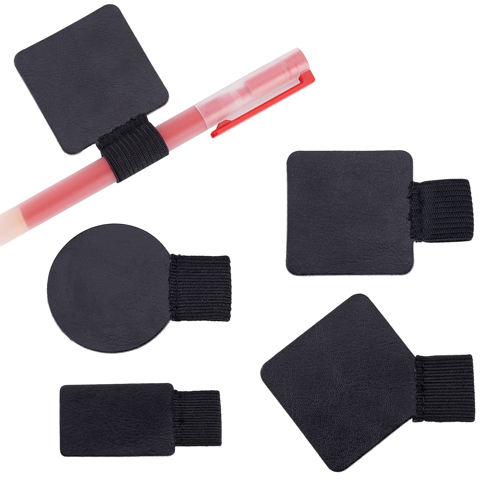NBEADS 12 Pcs Pen Loop Holder for Notebooks, 4 Styles Pencil Elastic Loop Imitation Leather Pencil Elastic Band Loop Designed for Notebooks Journals Calendars Planners Tablet Case