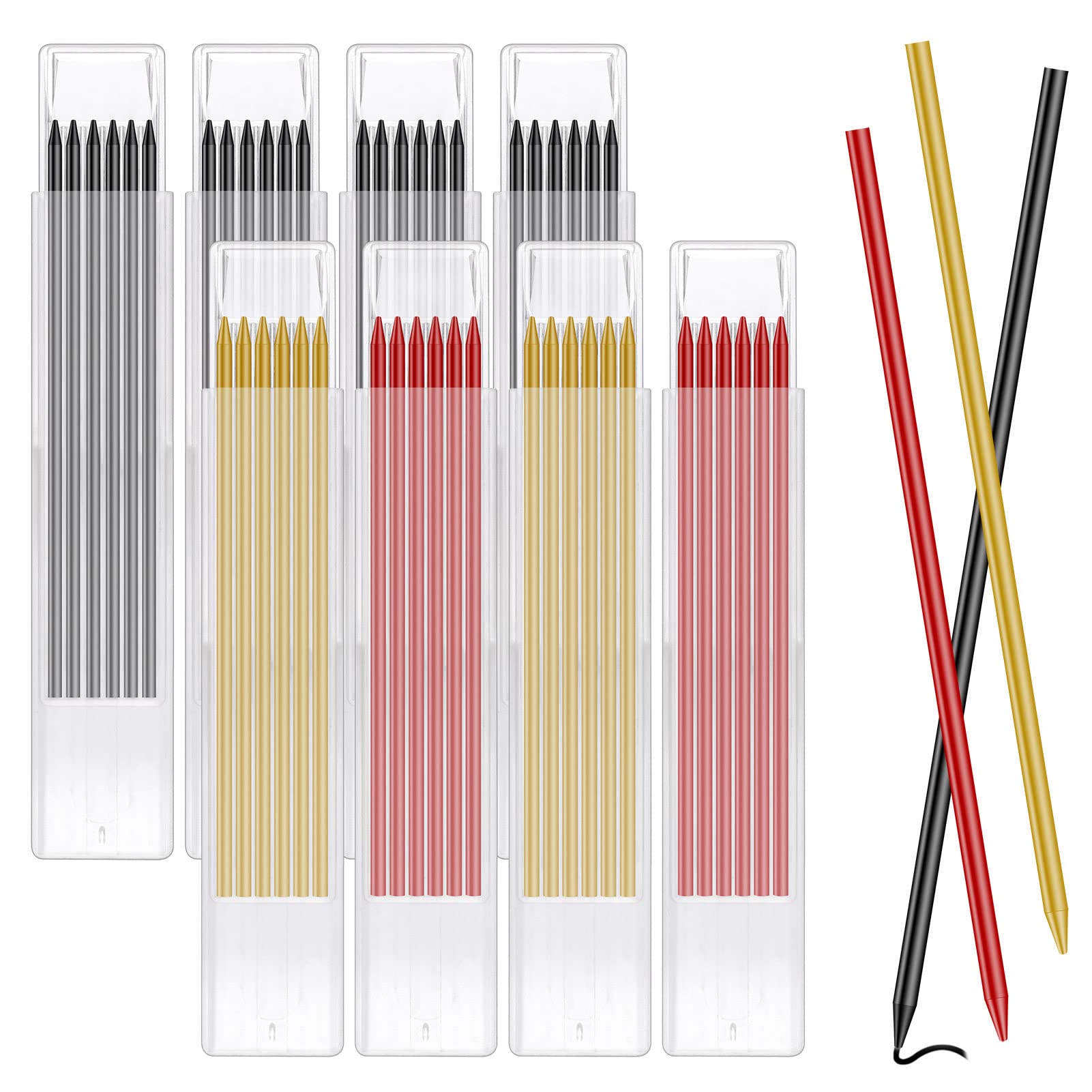 48Pcs Pencil Refills for Tracer/Pica Pencil, 2.8mm Solid Carpenters Pencil Refills Replacement, Deep Hole Marker, Waterproof Pencils Lead Refill for Woodwork Construction Building (3 Colors) ﻿