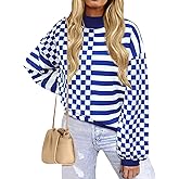 HEHULL Women's Crewneck Lantern Long Sleeve Sweaters 2025 Oversized Ribbed Knit Pullover Jumper Tops