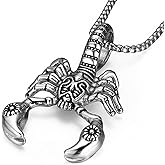 Dreuyet Scorpion Pendant Necklace for Men Women Large Titanium Steel Punk Hip Hop Scorpion Necklace Scorpio Zodiac Constellation Charm Pendant Jewelry Gift