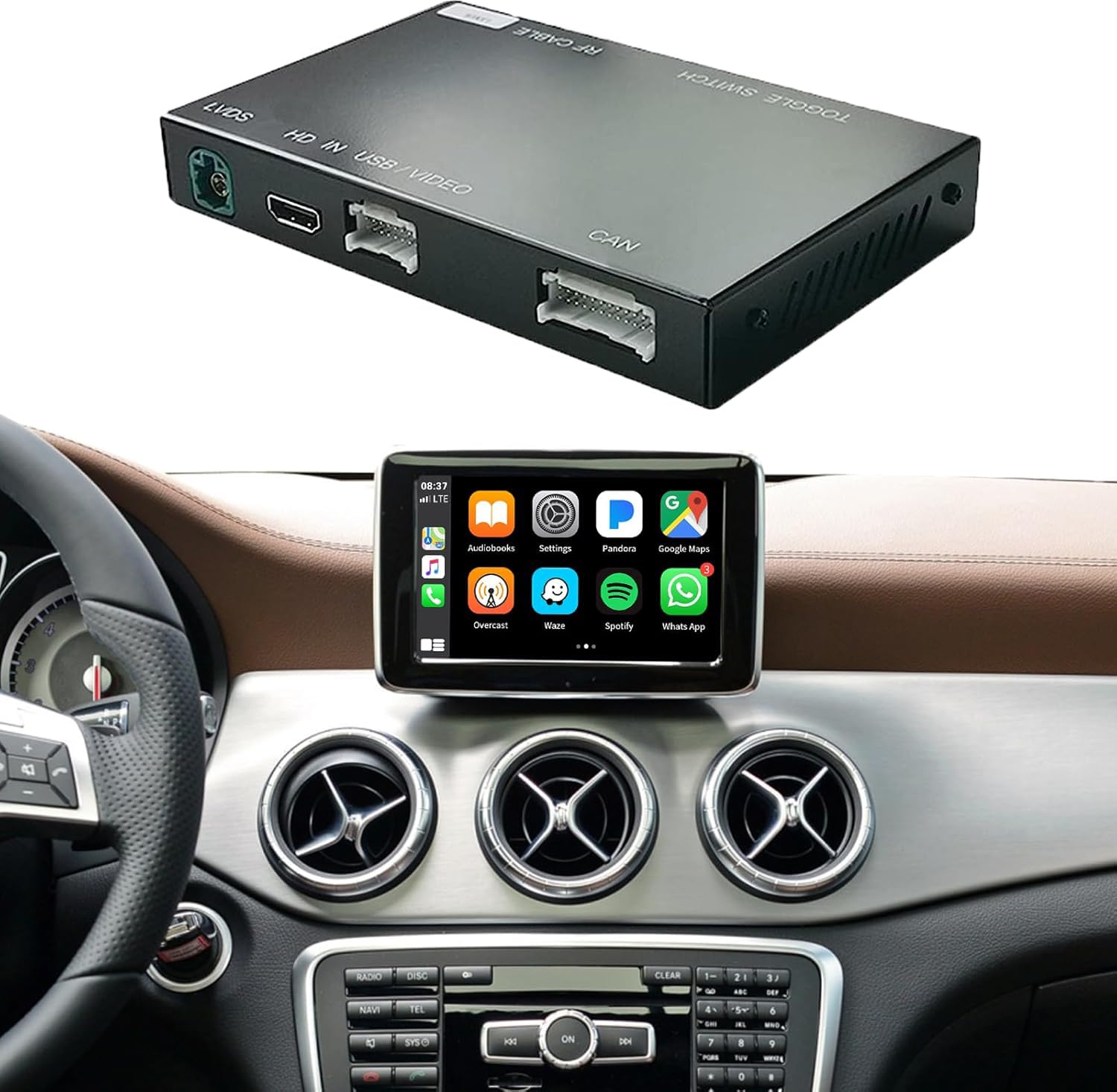 Ninetom Wireless Carplay Retrofit Kit Decoder for 2011-2015 Mercedes Benz A/B/C/GLK/GLA/GLC/GLS/ML/GL/SLK/E/G/V Class with NTG4.5/4.7 System, Support Android Auto, Mirrorlink, Reverse Camera, Siri โ image 1