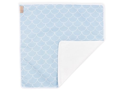 KraftKids Wickeltischunterlage weiße Halbkreise auf Pastelblau, Windelmatte aus 100% Baumwolle, wasserundurchlässige Reise-Wi