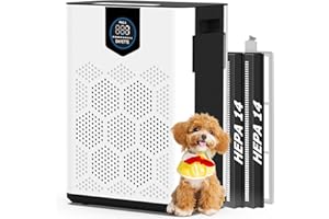 DAYETTE Air Purifiers for Home Large Room Up to 3000 Ft² with 2xH14 HEPA Filters, Air Purifiers for Pets Bedroom with Washable PreFilters, 2 TIMES Purification Speed In Turbo Mode for Dust, Hair, Odor