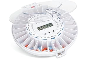 Med-E-Lert Medication Dispenser with Automatic Lock Box 28 Sealed Pill Compartments (Clear Lid)