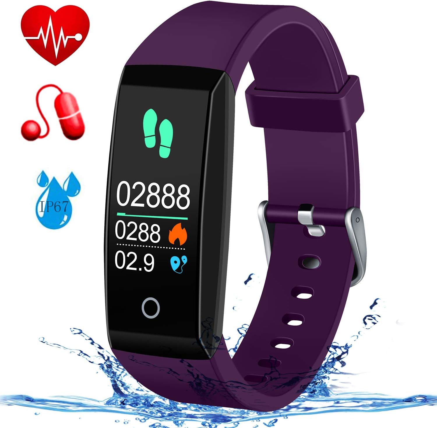 MSDJK Fitness Tracker,Blood Pressure & Heart Rate Fitness Wristband IP67 Waterproof Smart Watch,Sleep Activity Tracker Wearable Smart Bracklet with Pedometer Calorie Counter for Women Men Kids