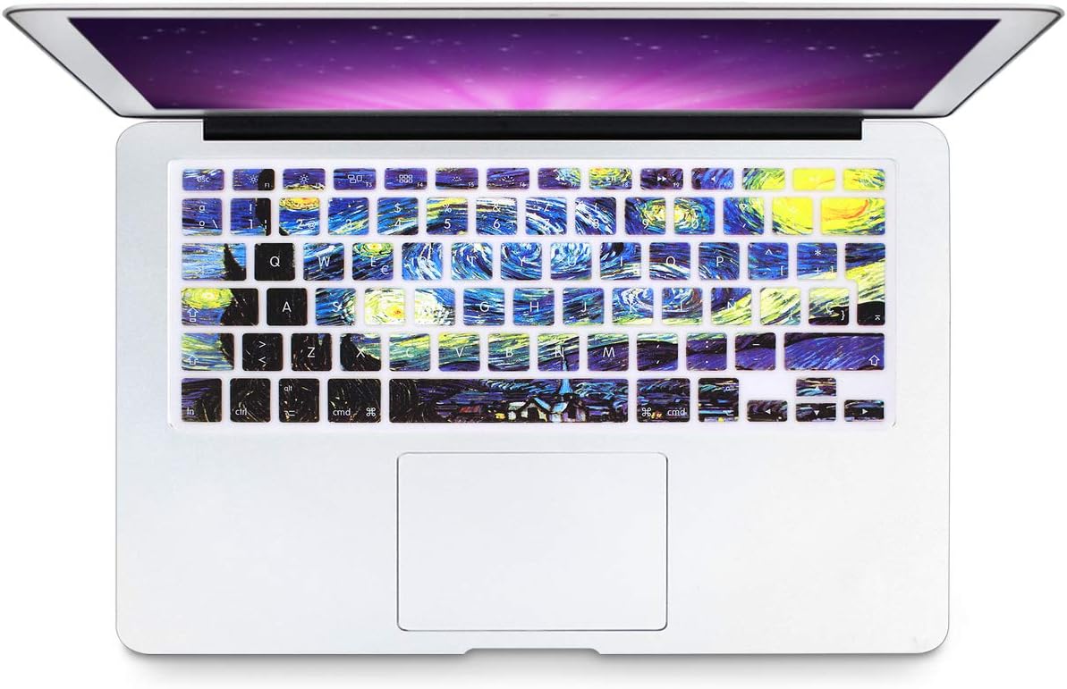 MMDW EU/UK Spanish Language Keyboard Cover for Macbook Pro 13,15 (with or without Retina Display,2015 or Older Version) for Macbook Old Air 13 Inch European/ISO Keyboard Silicone Skin-Starry Night - Image 3