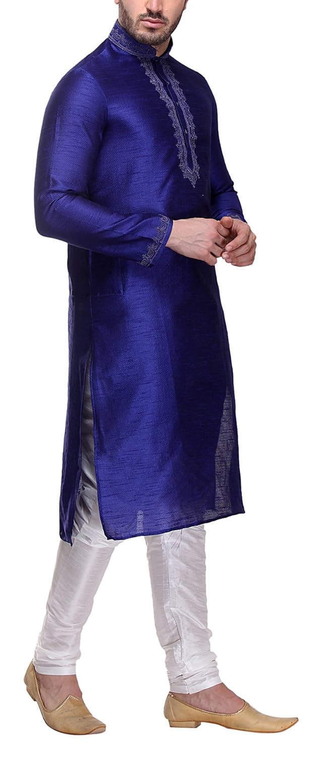indian poshakh men's art silk kurta pyjama