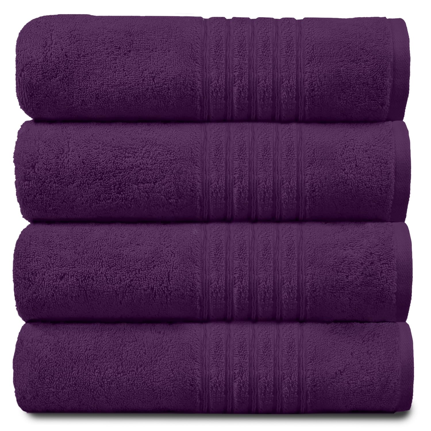 Gaveno Cavailia 100% Natural Cotton Thick Absorbent 450 GSM Hampton Hand Towel [ Pack of 4-Purple (50x80 cm)