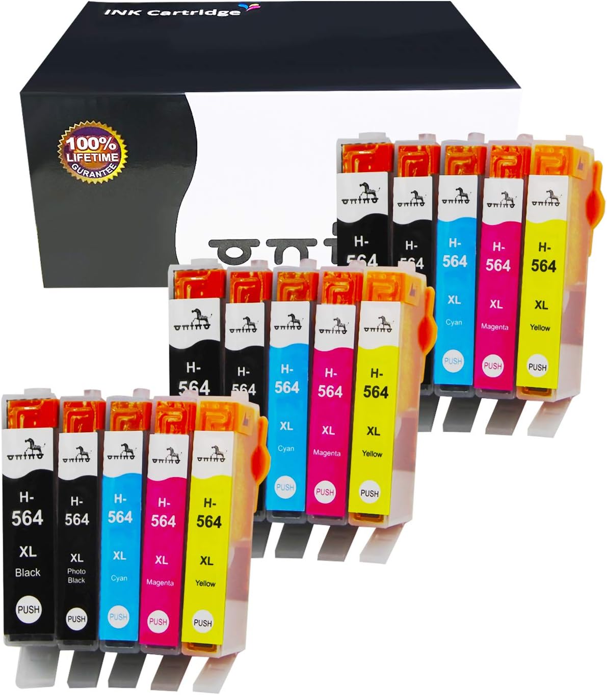onino Compatible Ink Cartridge Replacement for HP 564xl Use with Photosmart 7510 7520 5520 6520 5510 6525 d5460 5525 5522 6510 7525 Officejet 4620 Deskjet 3522 3520 (15-pack) Black Cyan Magenta Yellow
