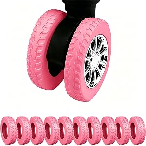 Figffotto Luggage Wheel Covers,Silicone Protective Covers 10 Pcs (Pink) | For 2-2.4" Spinner Wheels Anti-Slip, Ultra-Quiet &