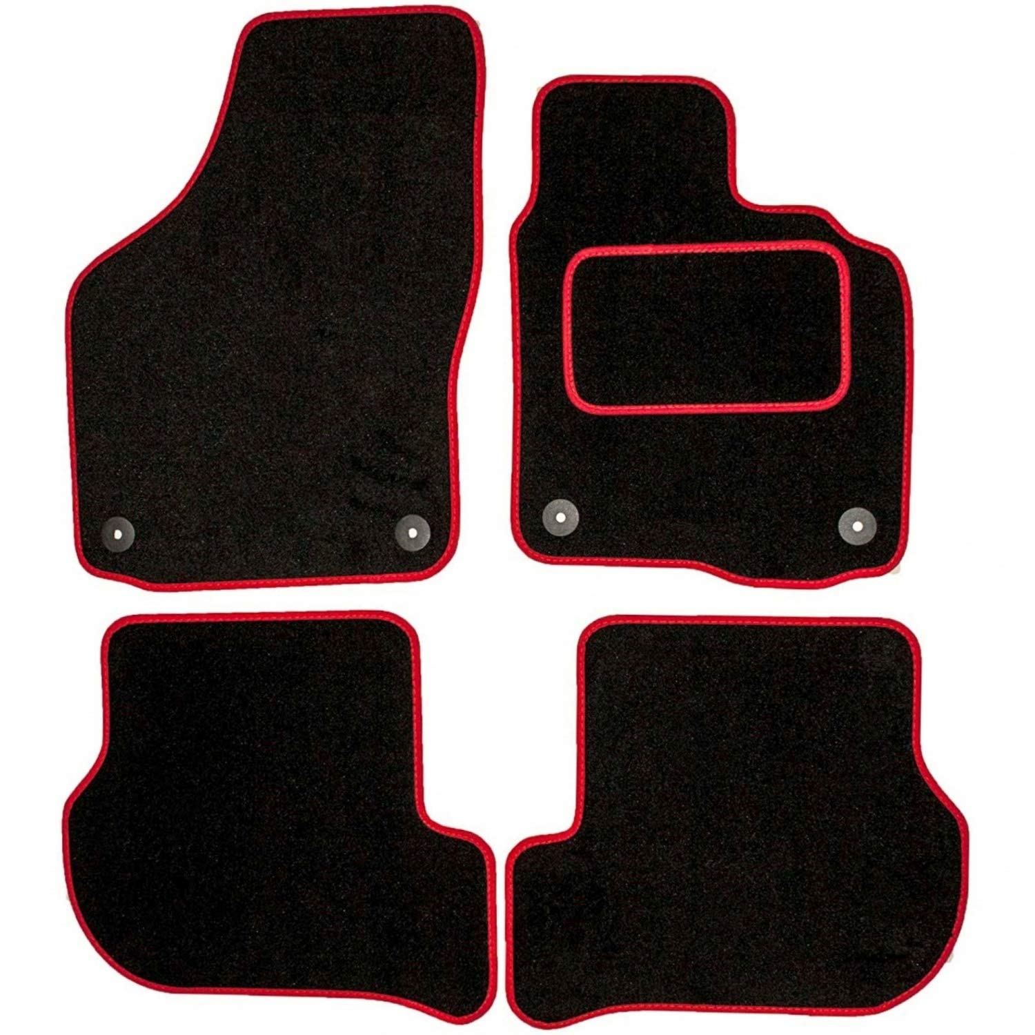 Sakura DD0543RD Tailored Car Mats Black Carpet, Red Trim, Carpet Heelpad