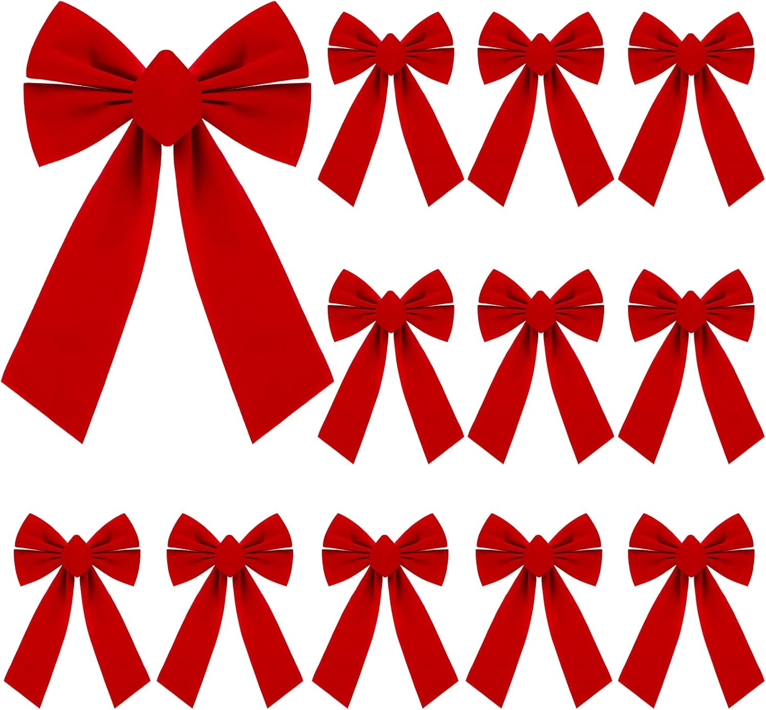 Bows & Ribbons - Sggvecsy 12 Pcs Christmas Red Bow Christmas Wreath Bows Christmas Velvet Bows Large Xmas Tree Ornaments Xmas Decoration Handmade Crafts for Home Outdoor Indoor Party (9.8 x 15.7 Inches)