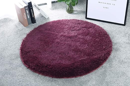 Amazon Com Wine Round Area Rugs Soft Shaggy Round Rugs 2ft Super Soft Living Room Bedroom Carpet Woman Yoga Mat Home Shaggy Carpet Kitchen Dining