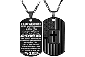 Coolvy To My Son Necklace from Mom Dad, Dog Tag Cross Necklace for Men, American Flag Birthday Christmas Gifts for Son in Law Grandson Daughter Granddaughter Family Jewelry