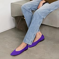 TINGRISE Women's Flats Shoes Pointed Toe Knit