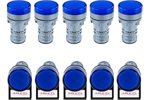 ARLETA Voltage 12V/24V/110V/120V Current 20mA Energy Saving LED Indicator Light Mounting Hole Size 22mm(7/8 Inch) Blue 10Pcs