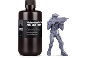 ELEGOO Water Washable ABS-Like 3D Printer Resin, High Durability and Toughness, Low Odor, Wide Compatibility for Mars Saturn Jupiter MSLA DLP LCD 3D Printing, Ceramic Grey 1000g