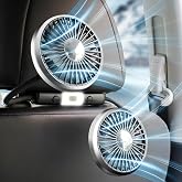 xuenair Dual 360 Hose USB Fan for Car Back Seat Kids Baby Rear Facing | Portable USB Car Headrest Fan for SUV RV Pickup Truck, LED Light, Powerful 3-Speed, 360 Free Rotating Gooseneck