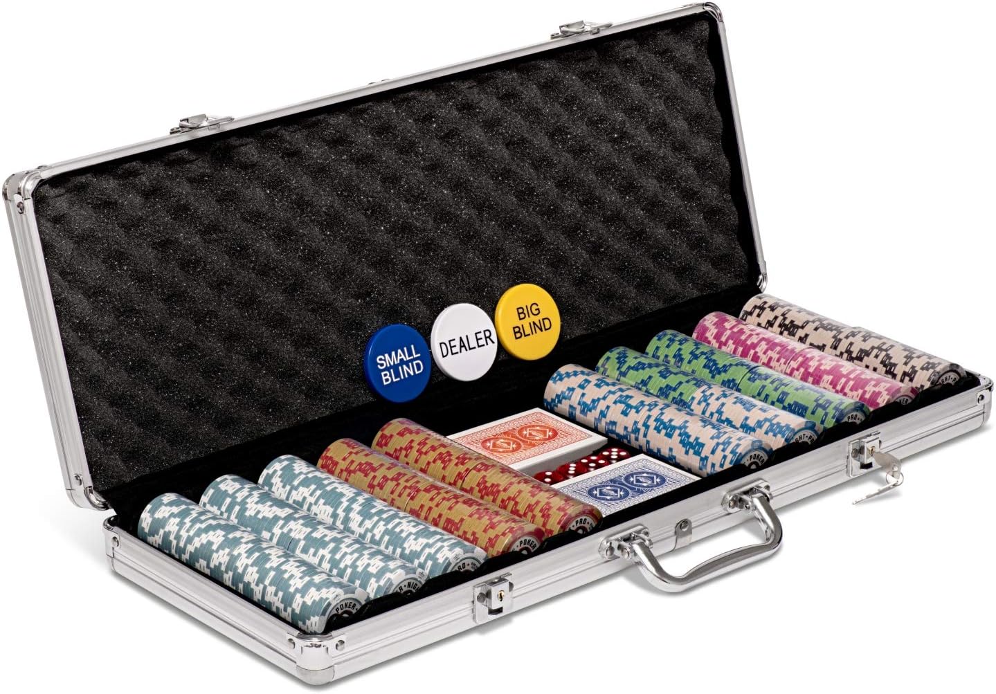 Poker Night Pro 500-Piece Texas Hold'em Poker Set, Silver
