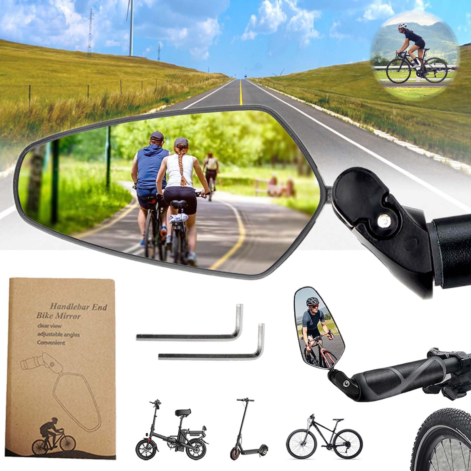 SoundZero Bicycle Mirror, Adjustable 360° Rotatable Rear View, Universal Fit for Most Bikes