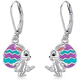 MONGAS Bunny Earrings Sterling Silver Easter Bunny Earrings Rabbit Easter Jewelry for Women
