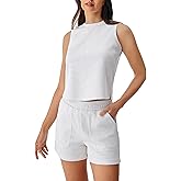 AFITNE Women’s 2 Piece Sets Summer Lounge Matching Outfits Sleeveless Tank Crop Tops and Shorts Tracksuit Sweatsuits