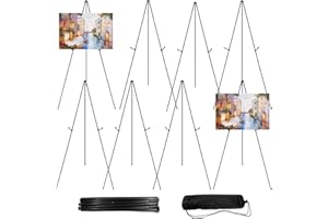 JEAWIWI 8 Pcs Easel Stand for Sign 65 Inches, Portable Picture Stands for Display, Tripod Artist Easel for Painting, Floor Wedding Welcome Sign Stand, Balck Metal Painting Easel with Portable Bags