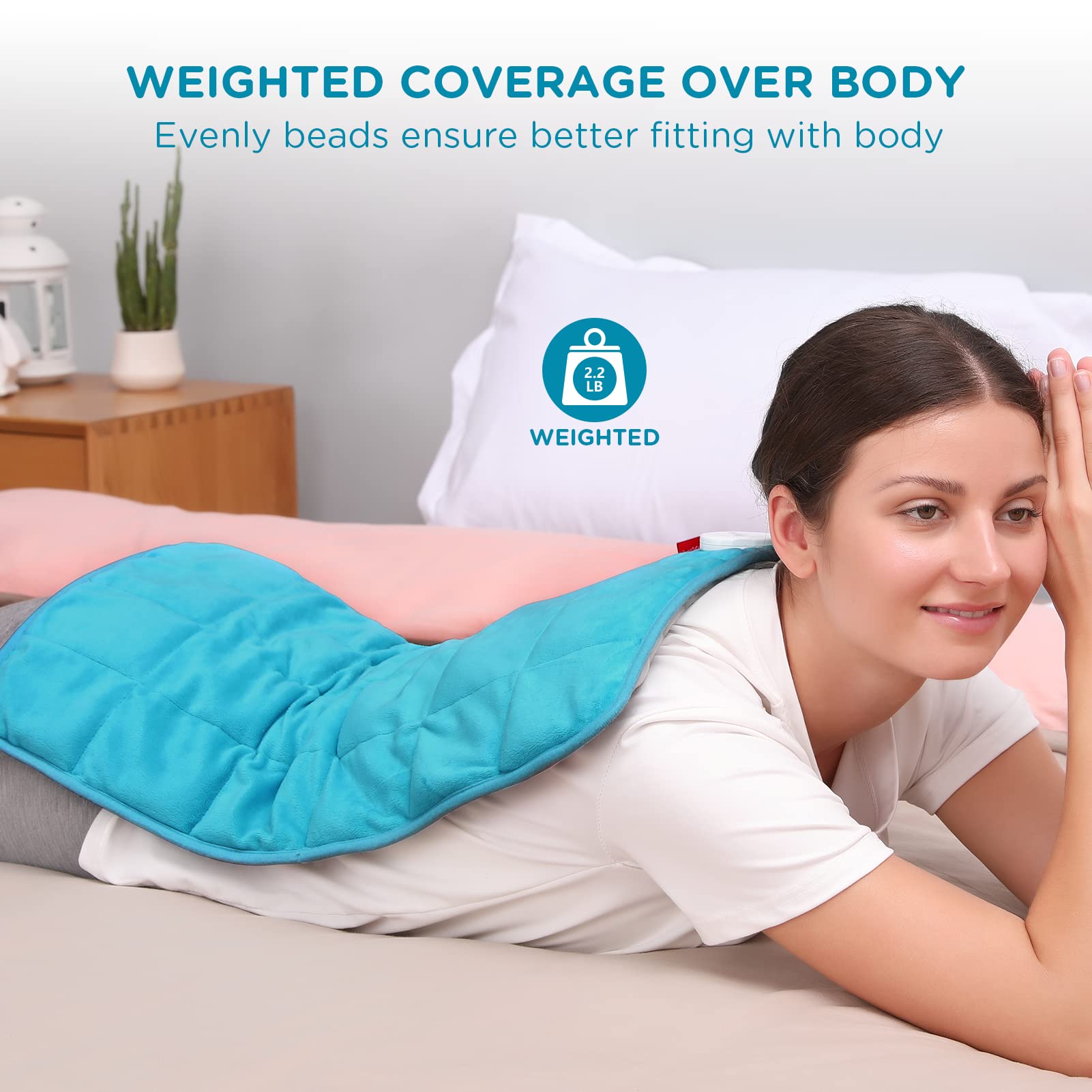 Comfytemp Weighted Heating Pad for Period Cramps & Back Pain Relief, 2.2lb FSA Eligible Menstrual Heating Pad, Christmas Birthday Gifts for Mom/Women, 12