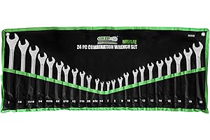 GRIP 24 pc All-Purpose Master Combination Wrench Set MM/SAE - Metric 7mm to 22mm - SAE 1/4” to 1" - Roll-up Pouch - General H