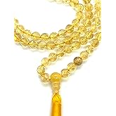 AWAKEN YOUR KUNDALINI Citrine Mala Necklace, 8mm 108 Beads, Birthstone & Chakra Energy