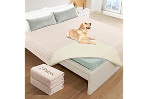 Roilpet 2 Pack Waterproof Dog Bed Cover Blanket Non Slip Couch Cover for Pets Medium Dog Cat Kids Children Sofa Furniture Protector(68"×82", Khaki)