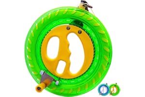 WEICAFLY Kite Reel and Kite String with Reel, 7.2inches Dia, 900ft (60LBS) High Strength Kite String, Stainless Steel Parts, Safety Lock Design, with Connector, Kite String Spool for Kids and Adults (Green)