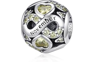 HappyStar 925 Sterling Silver Birthstone Charms for Bracelets fit Necklaces, Original Openwork Dangle Pendant Bead Charms Wit